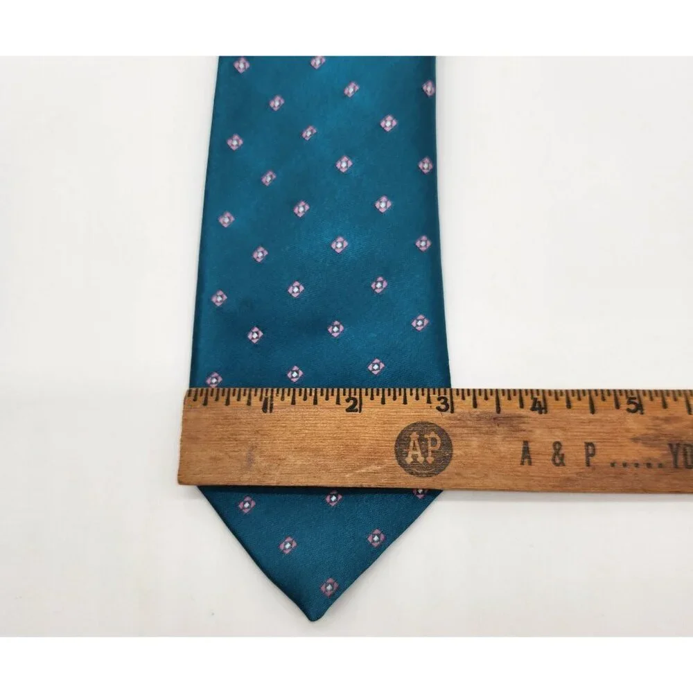 Vintage Sears The Mens Store‎ Tie Necktie Turquoise Blue and Pink Polk Dot EUC